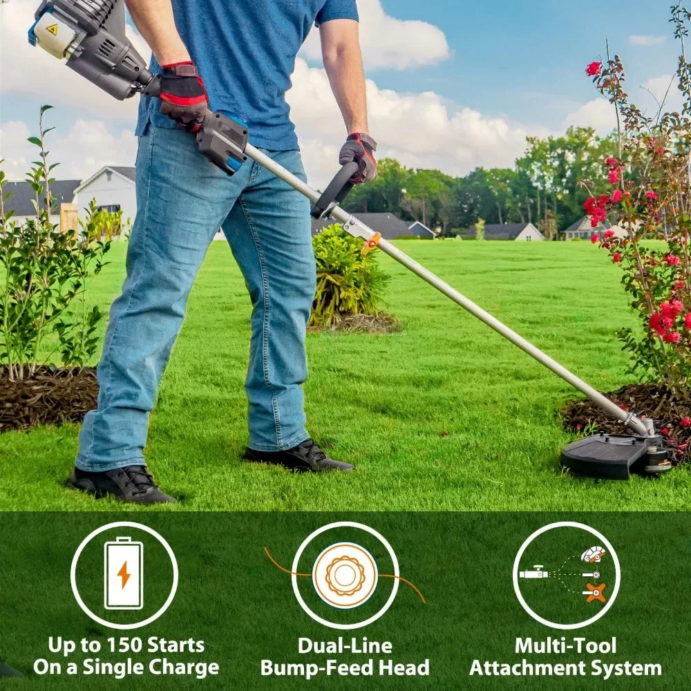 LawnMaster NPTGSP2617A 노 풀 가스 잔디 트리머, 전기 시동, 26cc 2 사이클, 17 인치