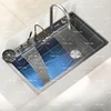 Stainless Steel Waterfall Kitchen Sink Multifunctional Digital Display Embossed Large Single Slot  кухонная мойка 1