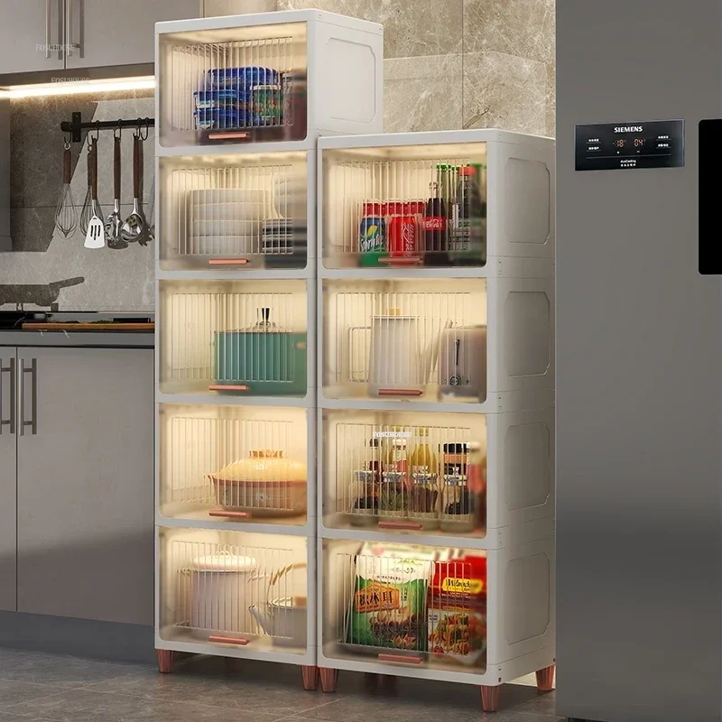 Nordic Living Room Floor Storage Cabinet Simple Flip Snack Kitchen Cabinets Multi-layer Pot Rack Cupboard Home Kitchen Furniture