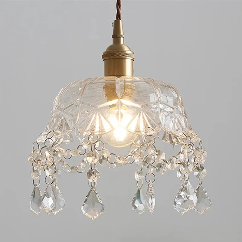 

Scandinavian glass pendant light luxury brass vintage ceiling hanging lamp bedside dining room bar kitchen crystal light fixture