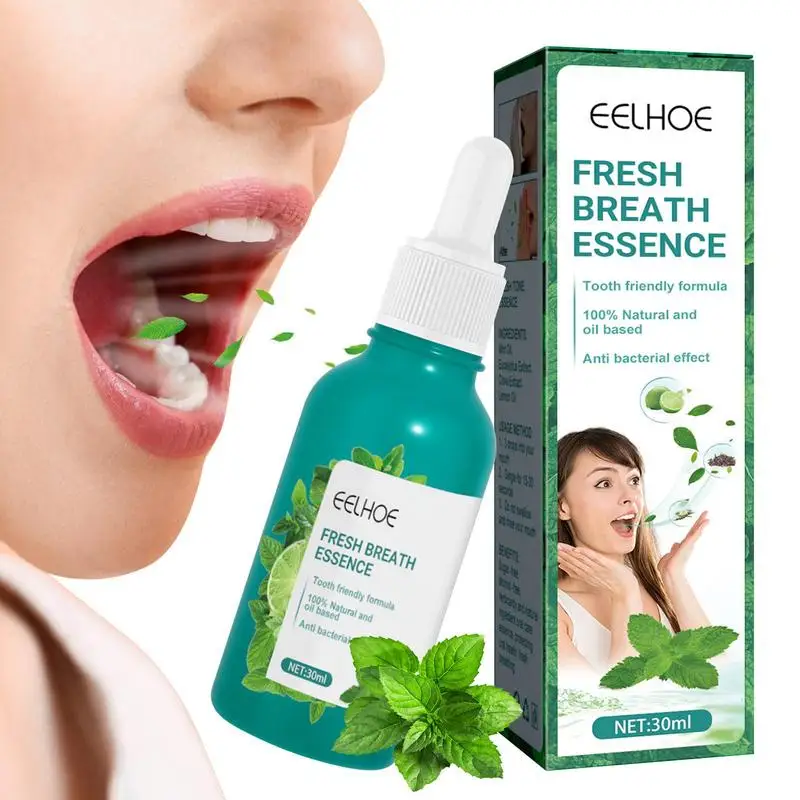 

Bad Mouth Smell Removing Drops Gentle Mint Mouth Drop 30mL Cool Mint Oral Care Essence To Get Rid Of Bad Breath Fight Bad Breath