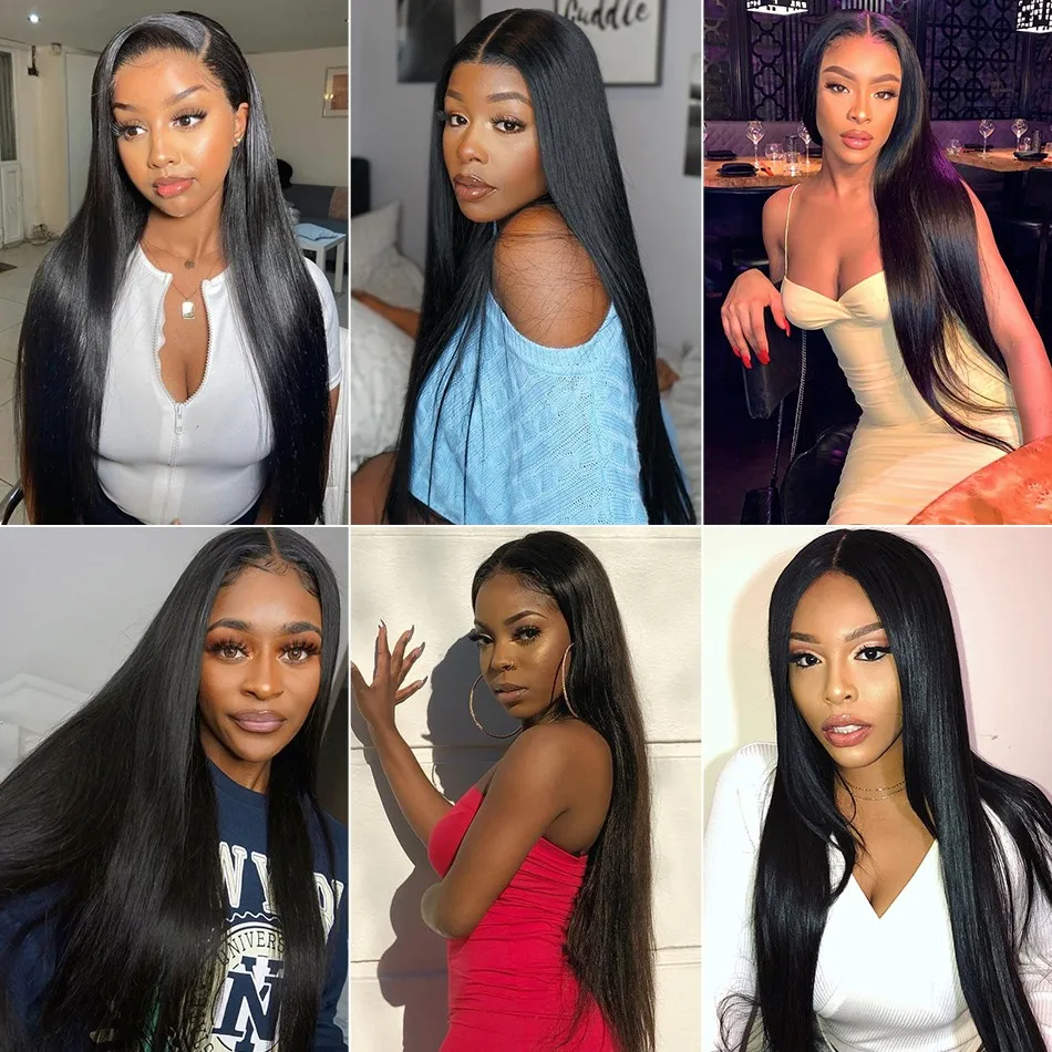 Luxediva Brazilian Human Hair Weave Straight Hair Bundles With Frontal Human Hair 3 Bundles With Closure13x4 Frontal Extension