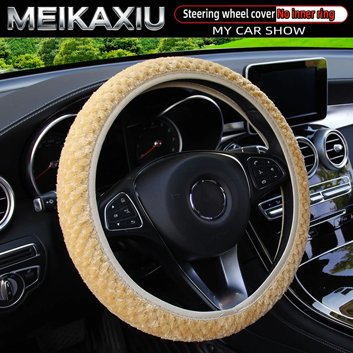 Women's Winter Plush Steering Wheel Cover Image 7