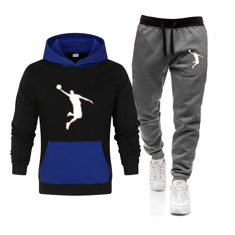 mens 2 piece set Fall Winter Fashion 2 Piece Activewear Men's Hoodie Sweatshirt + Pants Pullover Hoodie Activewear Set Casual Men's Clothes Size jogging suits for men