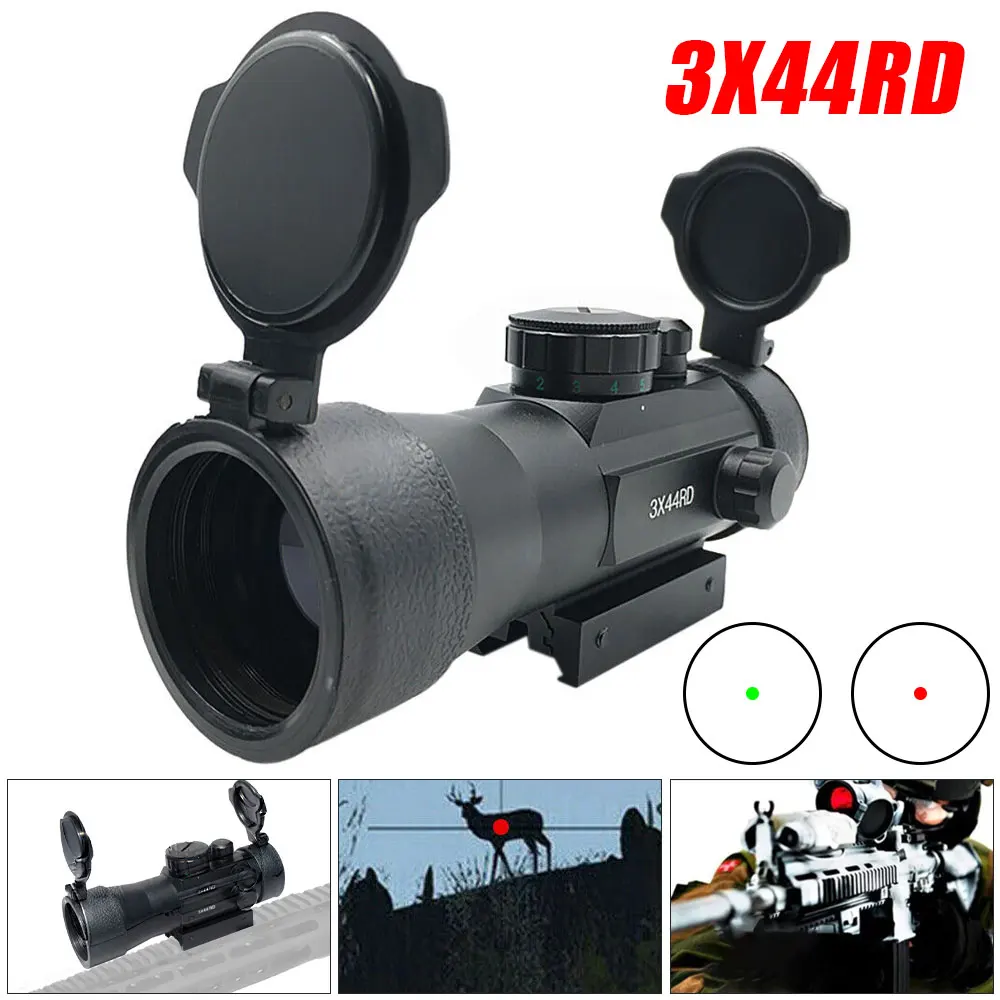 

3X44 Green Red Dot Sight Scope Tactical Optics Riflescope Fit 11/20mm Rail Scopes Mount For Hunting Rifle Pistol Air Gun Scopes