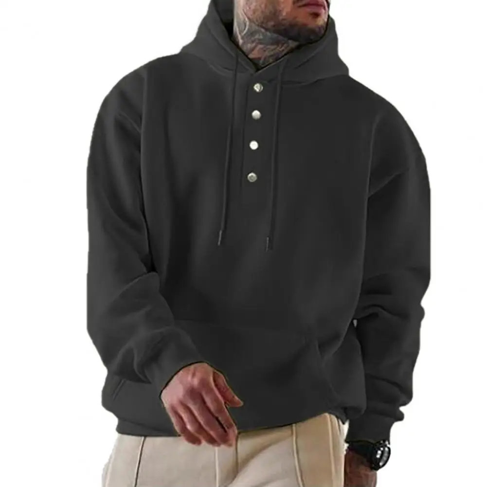 

Men Hoodie Coats Spring Autumn Tie Collar Long Sleeve Patchwork Pullover Pocket Loose Sweatshirts Hooded