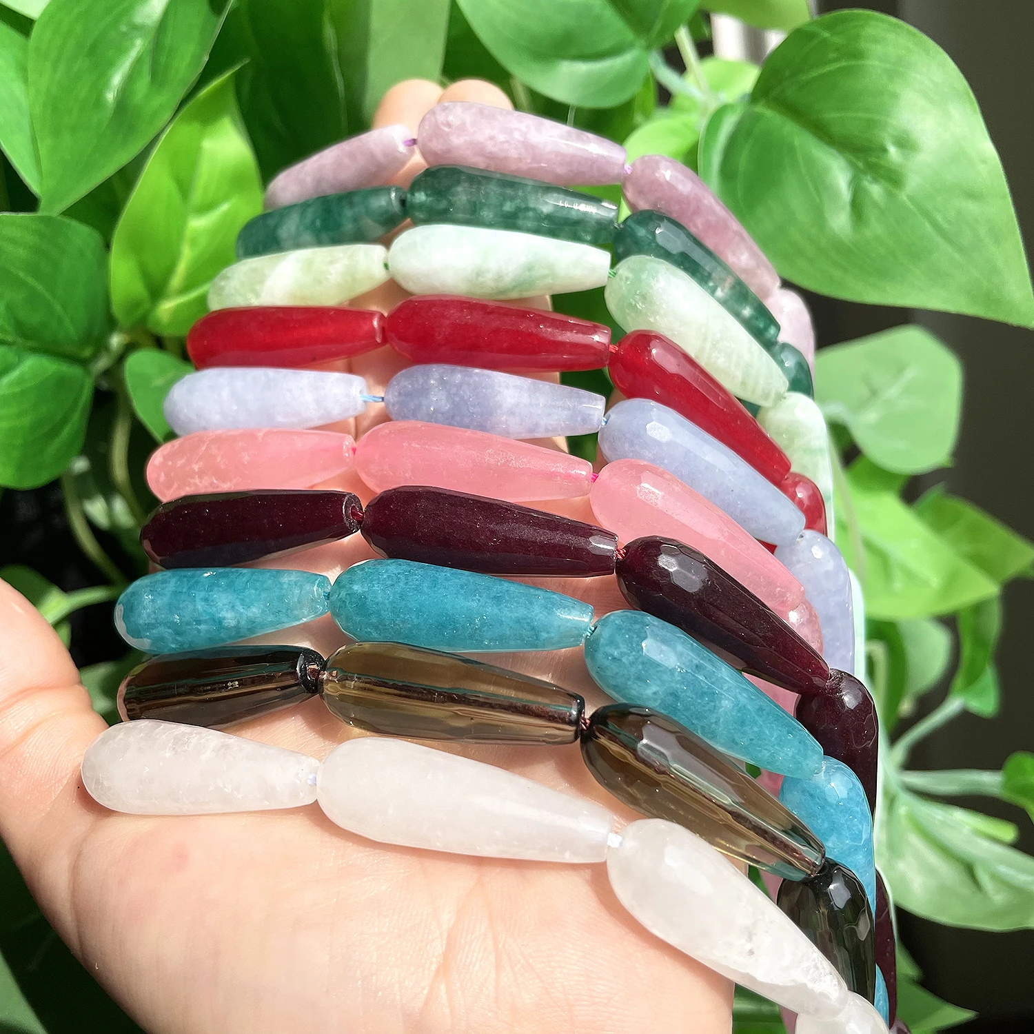 10x30mm Facettierte Wassertropfenform Stein Natürlicher Rauchquarz Angelite Granat Achate Lose Perlen für Schmuckherstellung DIY Armband – Detail 7