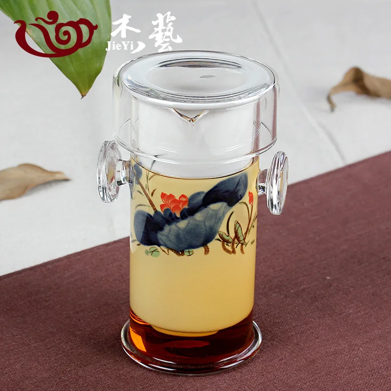 150ml Glass Teapot with Filter Interaural Glass Pot Tea Device Glaze Blue and White Porcelain Liner Filter Kungfu Tea Set