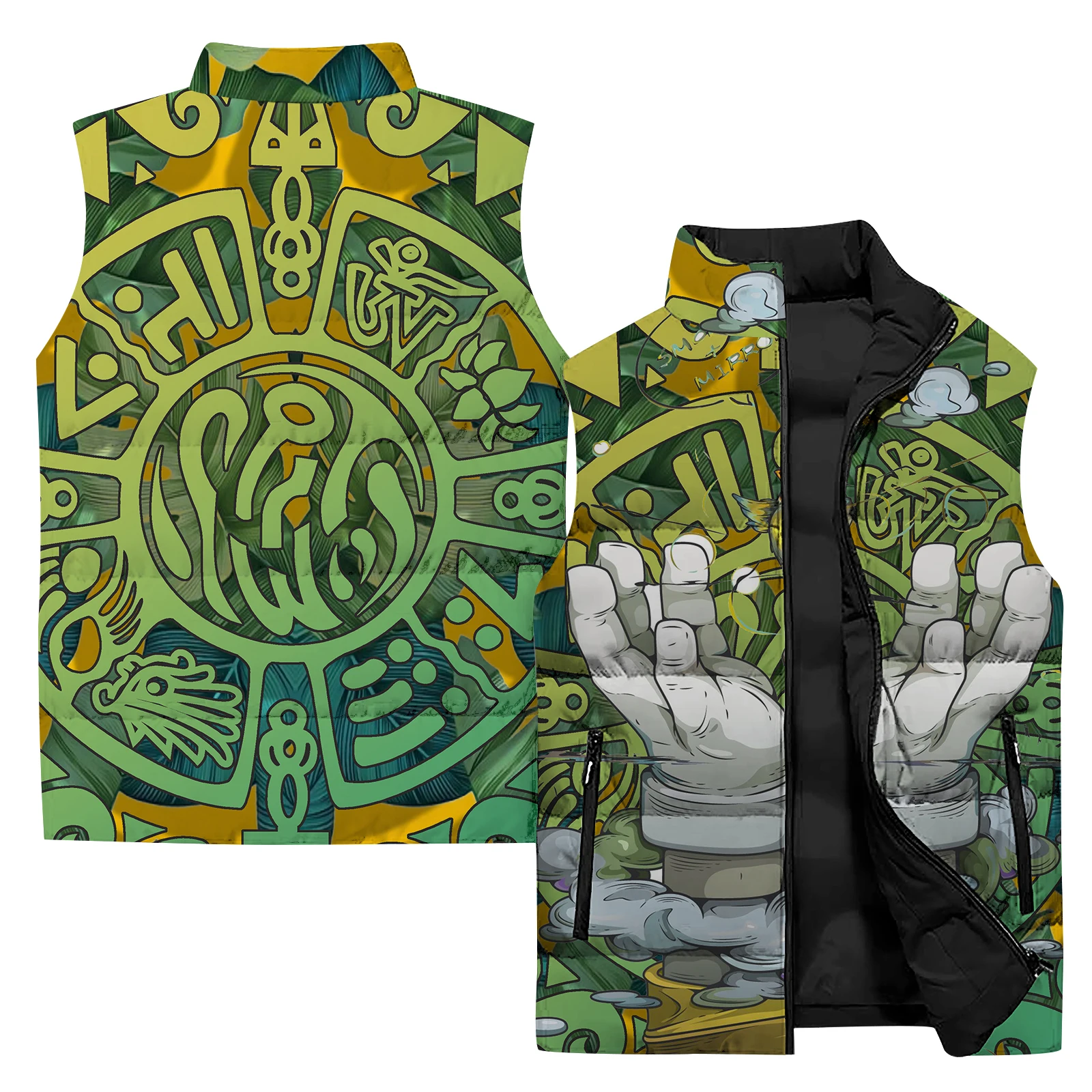 thumbnail image 2 of Nueva chaqueta sin mangas de invierno para hombre, chaleco con estampado de arte abstracto en 3D a la moda, chaqueta para deportes al aire libre, senderismo, nieve, chaqueta para hombre, cortavientos, 2 of 5