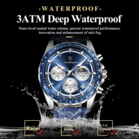 POEDAGAR Original mode hommes horloge lumineux étanche chronographe Date homme montre-bracelet en cuir Quartz Sport hommes montres Reloj 3