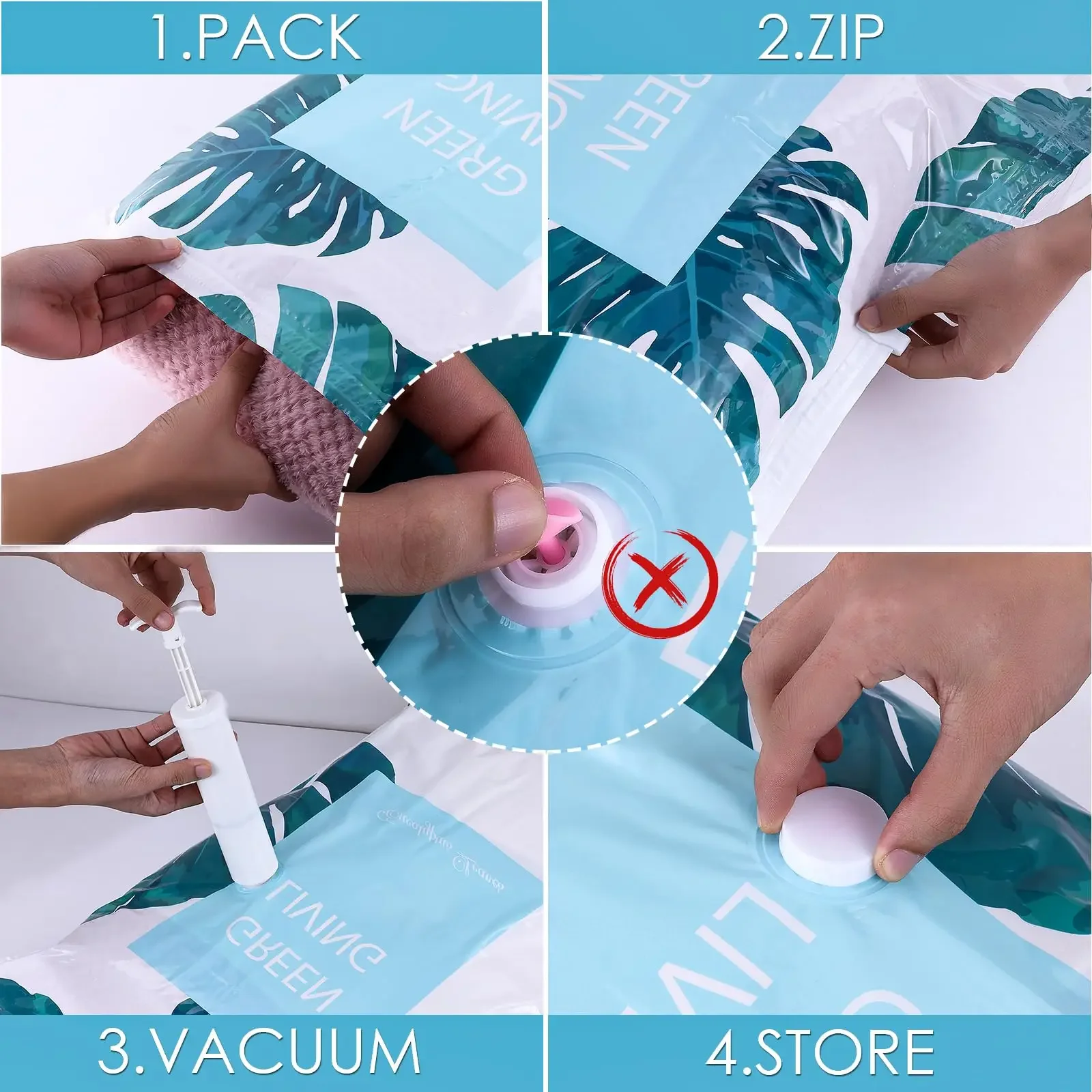 5 Pack Space Saver Bags,Vacuum Storage Bags, Sealer Clothes Storage, Compression for Comforters and Blankets Bedding Organizer 4