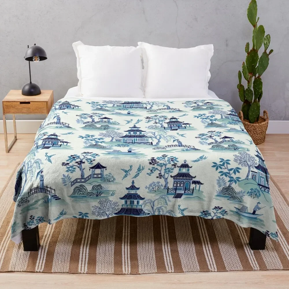 Chinoiserie Blue Throw Blanket Furrys Luxury Thicken Softest Personalized Gift Blankets