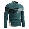 Autumn New Sweater Men's Half High Neck Casual Versatile Round Neck Knit with Slim Fit Elastic Sweater Inside 2