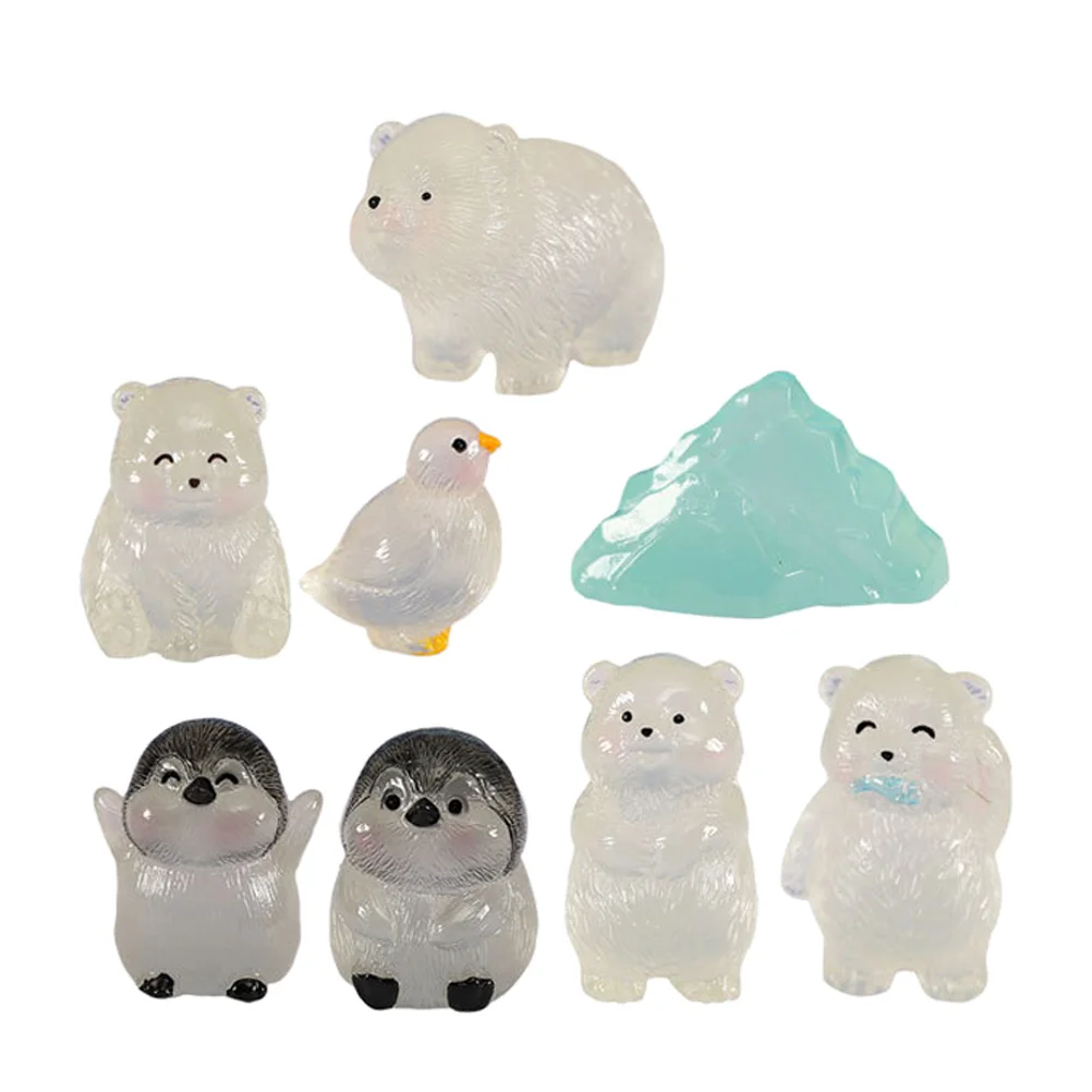 

Mini Animal Decor Mini Figurines Mini Resin Penguin Cute Glow The Dark Polar Bears