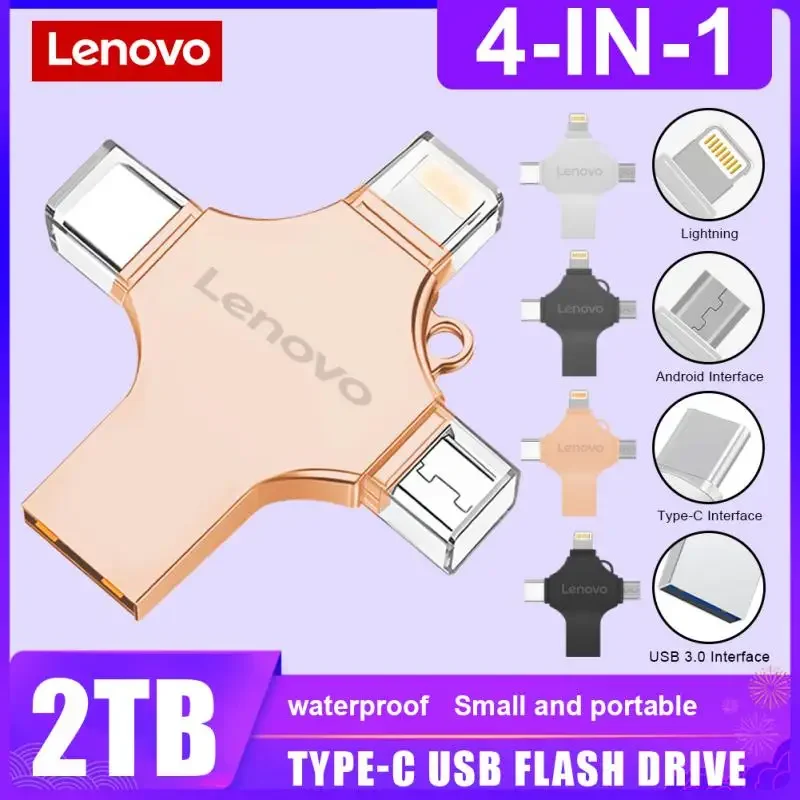 Lenovo Flash Drives Otg Pendrive Usb 3.0 Ad Alta Velocità Tipo C Usb 4-In-1 Usb C Stick 2 Tb Flash Memory Flash Disk Per Iphone/Ps5