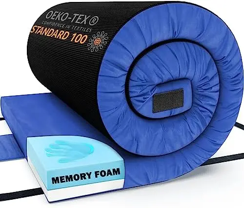 

Cell Memory Foam Camping Mattress Pad, Roll Up Mattress, Guest Floor Mattress for Adults, Roll Away Bed for Sleepover, Sleeping