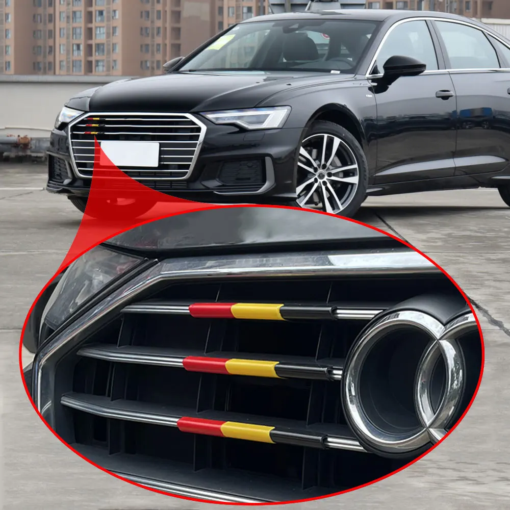 Tri-Color Racing Grille Trim Strips - Decorative Exterior Car Accessories