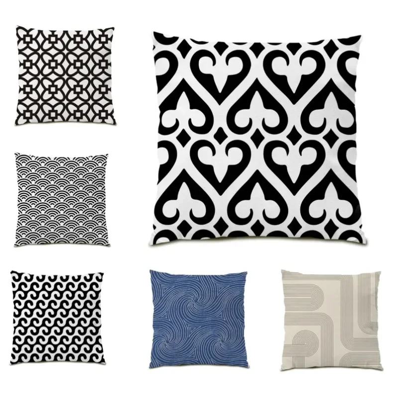 

Geometric Pillowcase 45x45cm Double Sided Black and White Cushion Cover Modern Plaid High Quality Pillow Cover DE0506