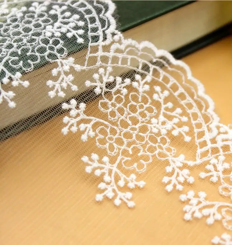 White Cotton embroidered mesh lace Garment lace trims 3 Meters lace garment accessories,lace sewing supplies,lace accessories,lace sewing accessories