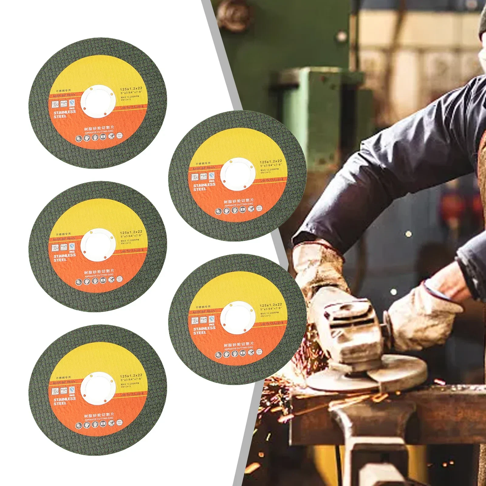 Cutting Disc Grinding Disc Grinding Wheel 5pcs 125mm/ 5 Inch Cutting Disc Angle Grinder Stainless Steel Grinding Resin Double Mesh For Grinding Stone Land Polishing