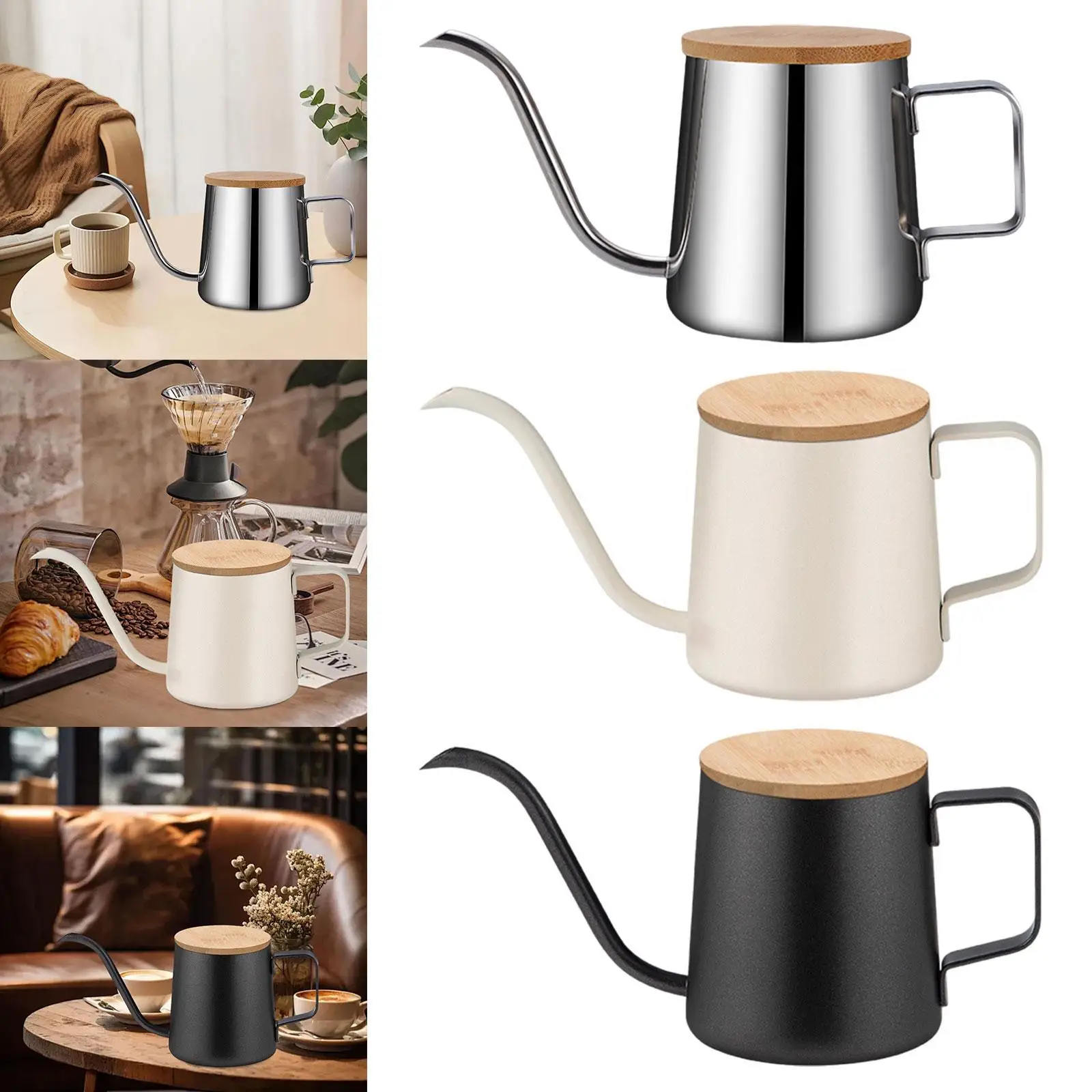 Drip Coffee Kettle 350ml Long Gooseneck Spout with Handle Home Water Kettle Coffee Maker Cafe Teapots Pour over Coffee Kettle