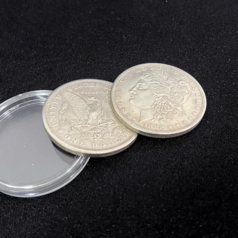 확장 쉘 황동 모건 달러 (헤드/테일) 매직 트릭 코인, 사라지는 Magia 클로즈업 스트리트 기믹 액세서리