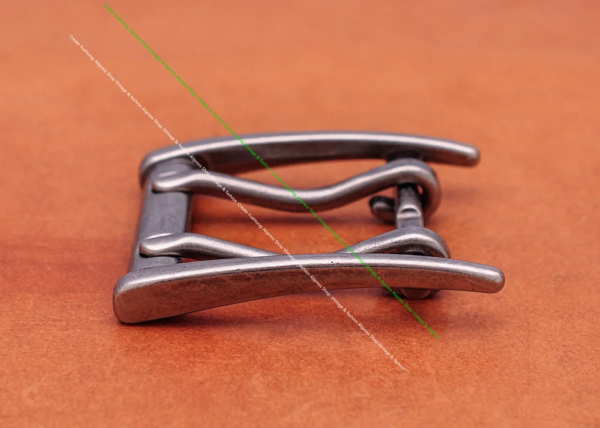 Classic Strong Metal Brass Plated Men Wide End Bar Prong Double Pin Buckle Leathercraft Jeans Belt Buckle Replacement Fits 45mm