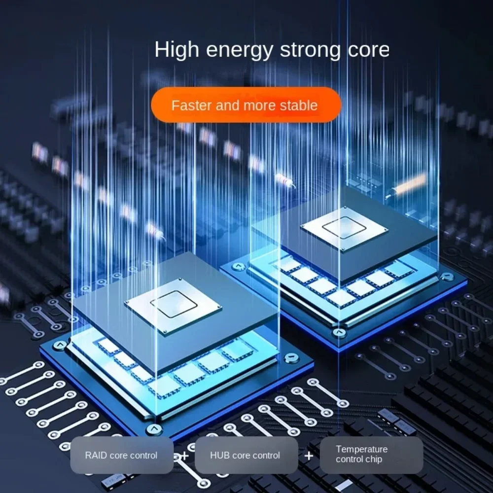 MAIWO 외장형 하드 드라이브 인클로저, 10Gbps 듀얼 베이, 2.5 인치, 3.5 인치 HDD용 지능형 온도 제어, 4 RAID 포함, 3.5 인치