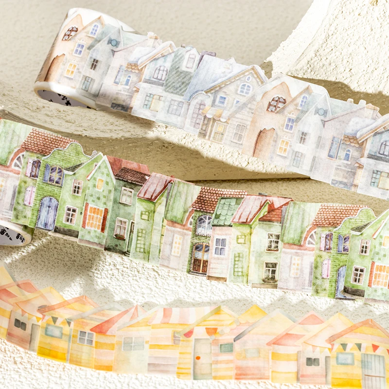 Mr. Paper 50 Sheets/Bag Colourful Dream Town Series Shaped Tape DIY Handbook Book Decoration Stickers Stationery Stickers 3
