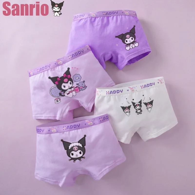 

Sanrio Kuromi Kawaii Cartoon Children's Panties Junior High School Students Four Corner Pants Little Girl Teenagers Cute Panties