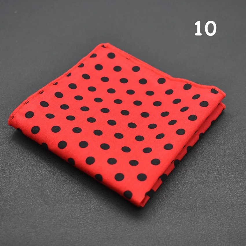 Men's Polka Dot Pocket Square Cotton White Navy Handkerchief Formal Dress Wedding Party Suit Scarf Bridegroom Chest Towel Hanky