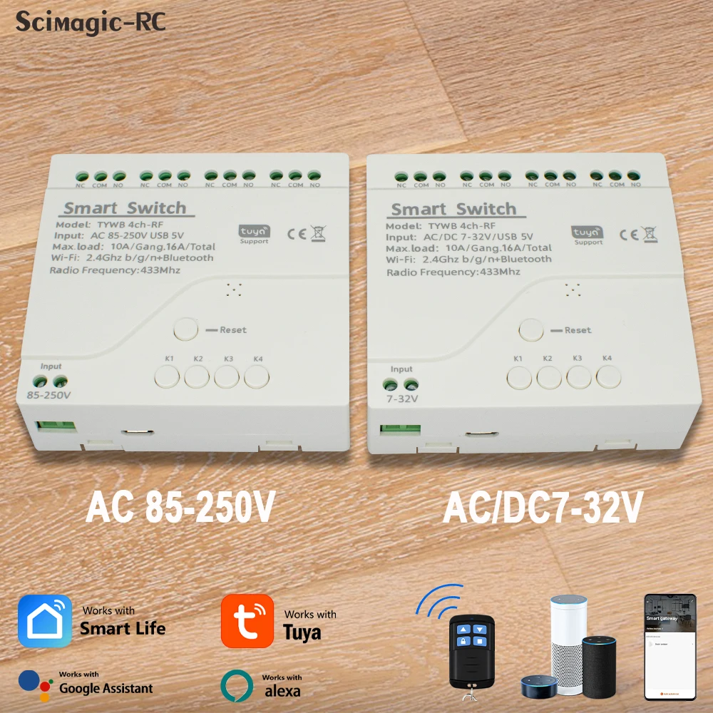 Tuya WiFi 1/4 Channel Smart Switch AC/DC 7-32V AC 85-250V RF 433MHz 4CH Relay Module Work With Alexa Google Home smart switch smart wifi switch wifi switch wireless switch