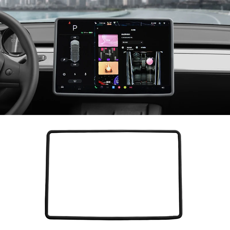 

Car Silicone Screen Frame Display Edge Protector Central Control Protective Cover Anticollision For Tesla Model 3 Y Accessories