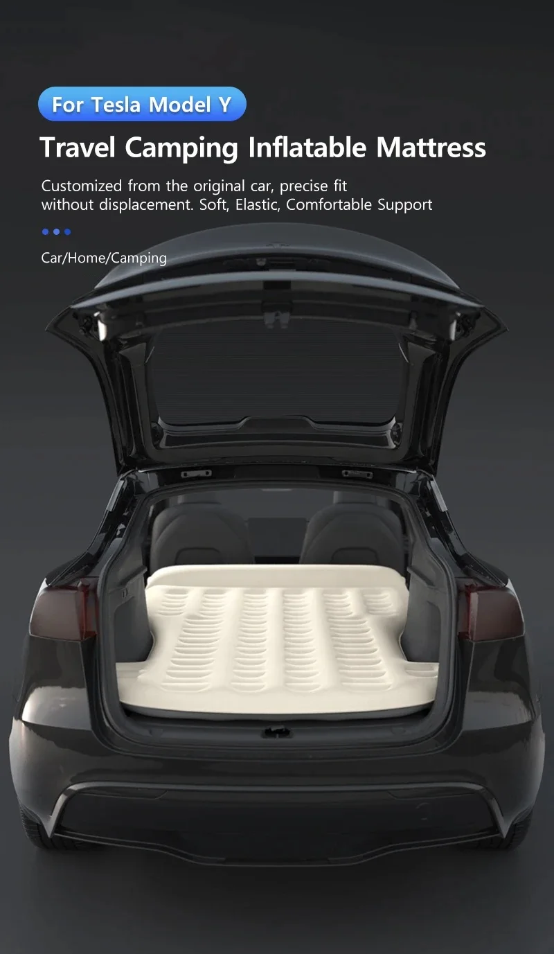 For Tesla Model Y 2020-2025 Portable Inflatable Mattress Memory Foam Outdoor Cam