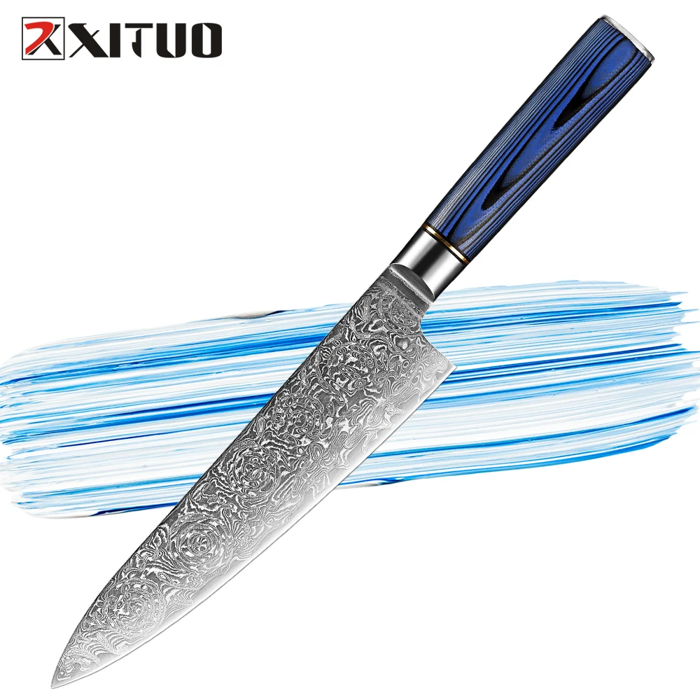 

Damascus Chef Knife 8 Inch Japanese VG10 Super Steel 67 Layers Damascus Slicing Knife Sharpest Professional Chefs Cooking Knife