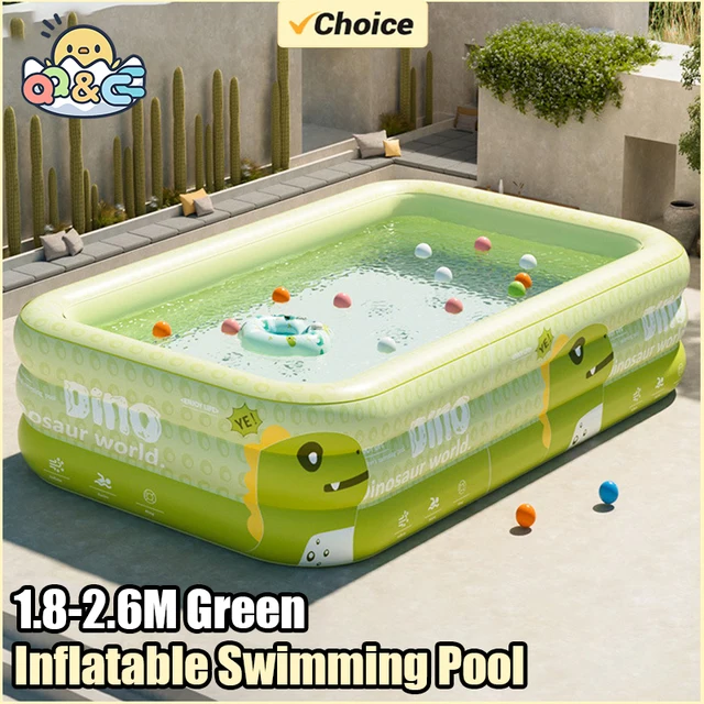 1.8-2.6M PVC Children's Cute Inflatable Swimming Pool for Backyard Home Outdoor Large Pool for Family Baby Indoor Bath Bathtub