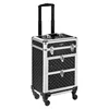 mefeir Aluminum Rolling Makeup Train Case Travel Beauty Luggage Trolley Lockable w/4 Removable Wheels & 2 Sliding Drawers 1