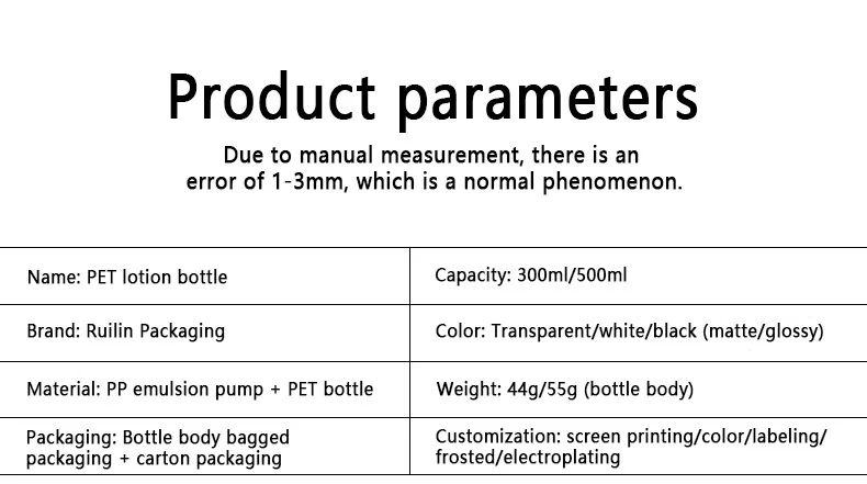 Description Picture 3 of item500ML PET Plastic Emulsion Dispensing Bottle Reusable Press Pump Portable Body Wash Shampoo Storage Bottles Bathroom Accessories