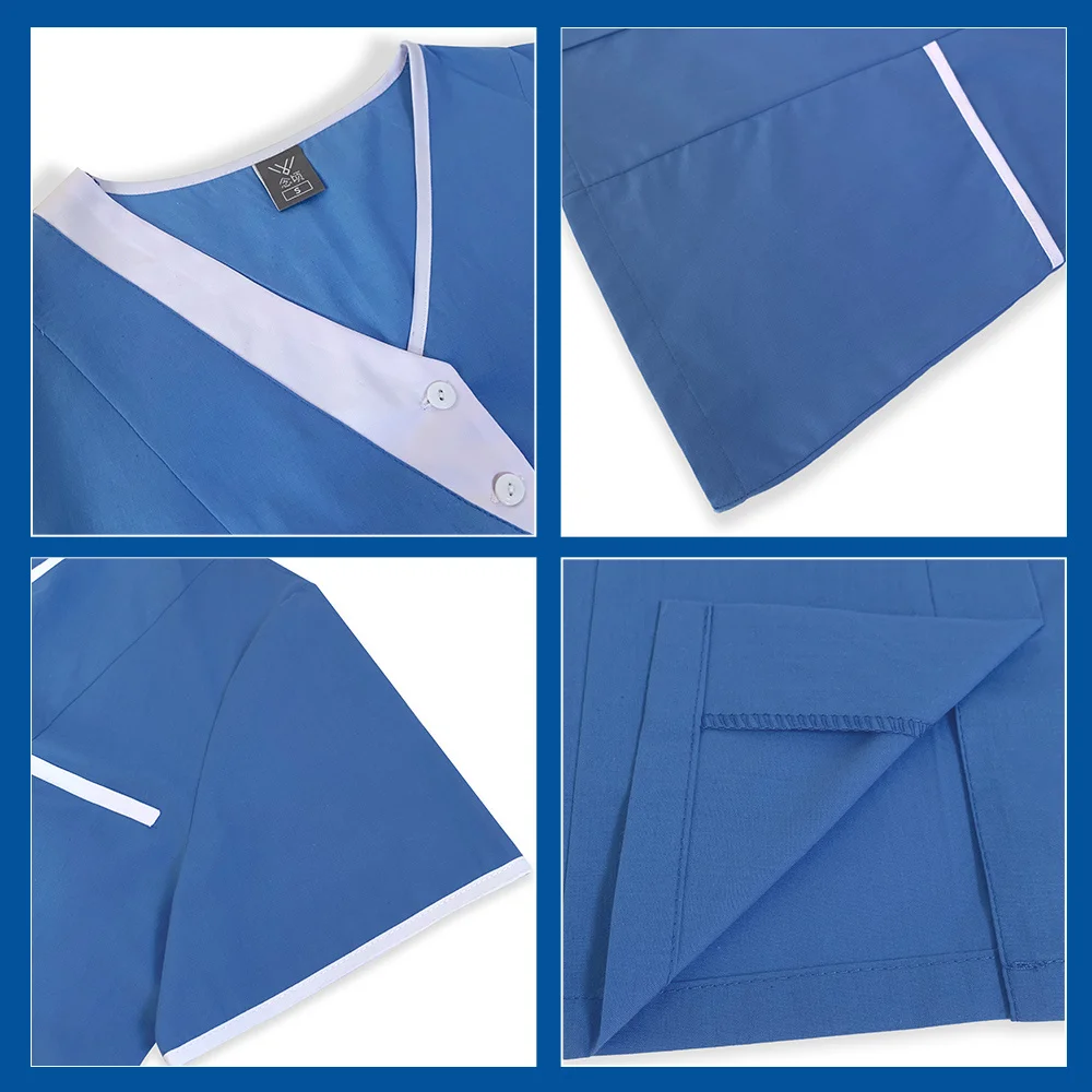 Medical Scrubs High Quality Solid Color Nursing Scrubs Tops Women Uniforms Pet Clinic Nurse Blouse Medical Doctor Work Clothing