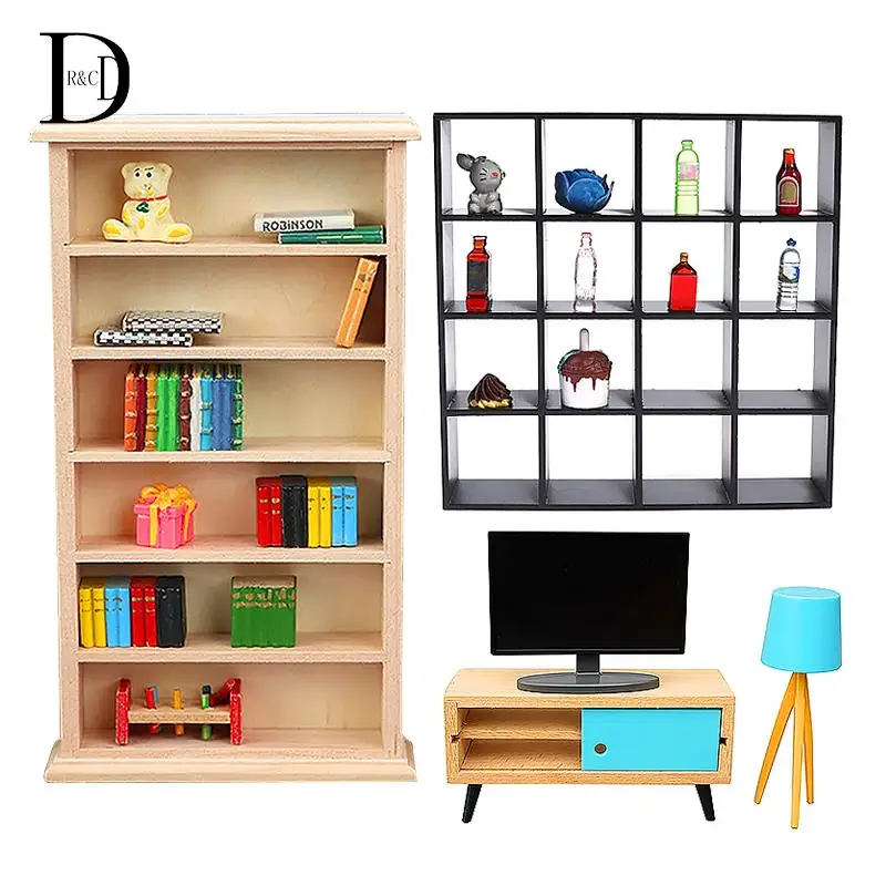1:12 Dollhouse Miniature Furniture Living Room TV Stand In Bench Table Storage Shelf Bed Lamp Sofa |