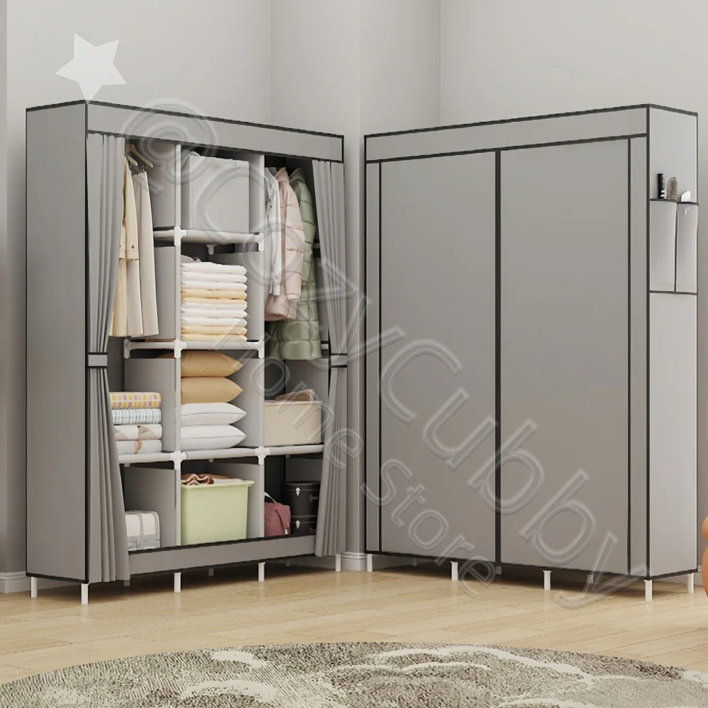 Household Multi-laye Wardrobe Dustproof Portable Large Economy Fabric Wardrobe Clothes Organizer Closet with Dustproof Cover 4