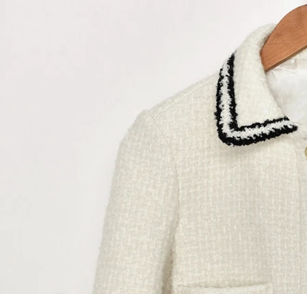 

2024 Autumn and Winter New Women Tweed Lapel Cardigan Short Jacket