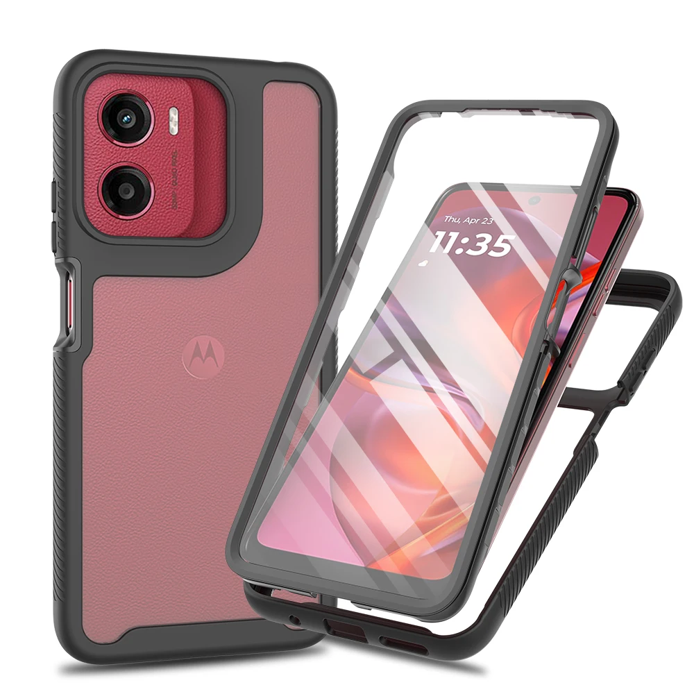 Shockproof Clear Case with Built-in Screen Protector - Full Body Rugged ...