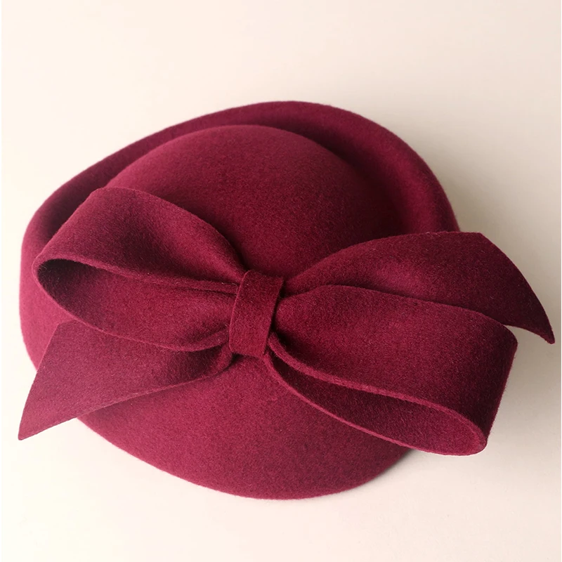 Women Church Fascinators Hats Black Vintage Wool Wedding Pillbox Tea Party Hat Fedora Felt Fedora Red For Ladies Derby Hat fashion hat