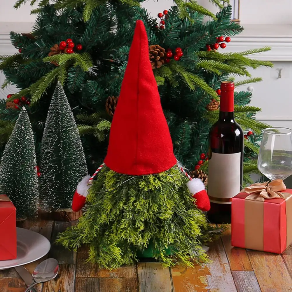 

Office Holiday Decor Indoor Christmas Tree Enchanting Christmas Gnome Doll Glowing Ornament Realistic Artificial for Festive