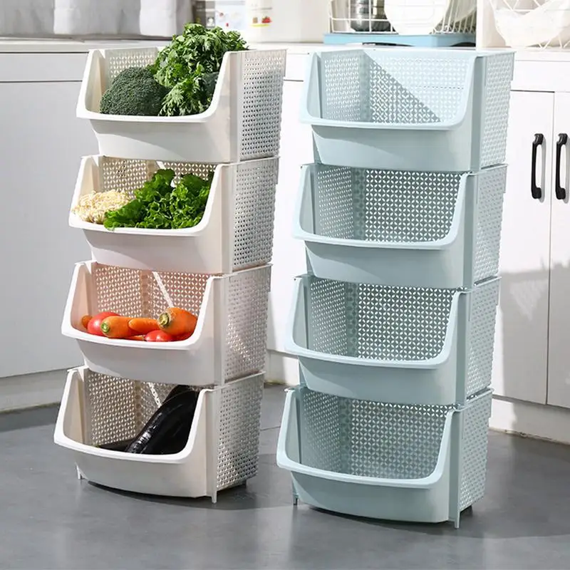 

Vegetable Basket 2 Layers Fruit Basket Vegetable Stand Holder For Kitchen Floor Standing Kitchen Floor Basket For Snacks