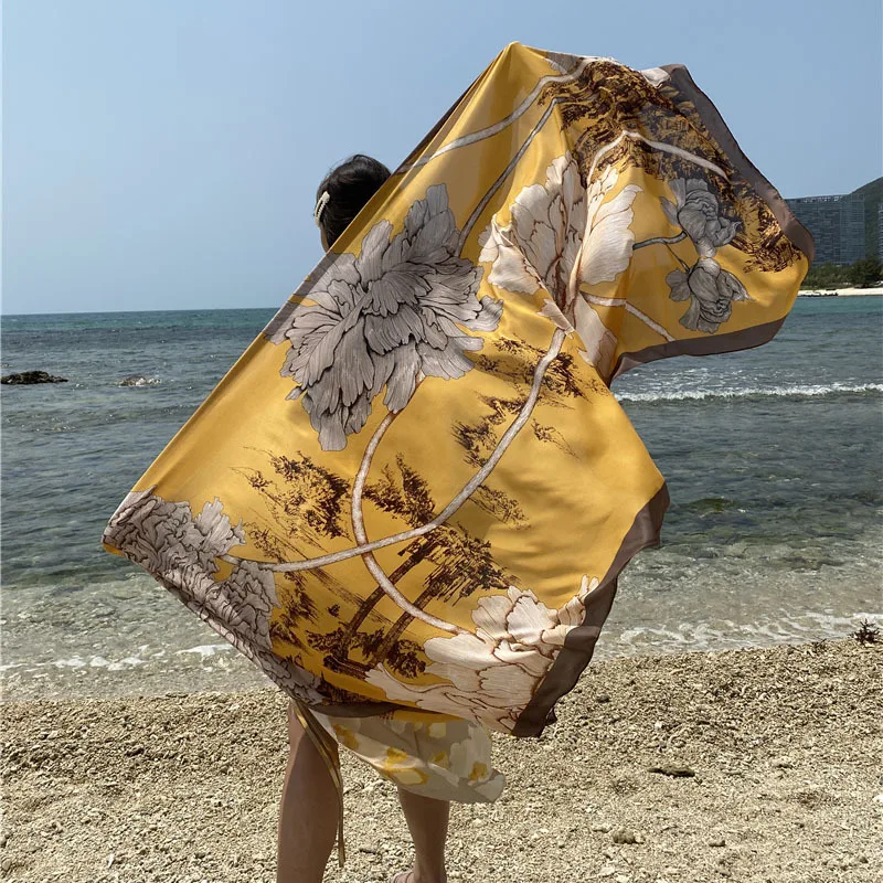 Travel Beach Scarf – Large Floral Sunscreen Shawl, Luxury Sarong Wrap for Women, Swimsuit Cover-Up 90x180cm Safety Accessories Scarves & sarongs