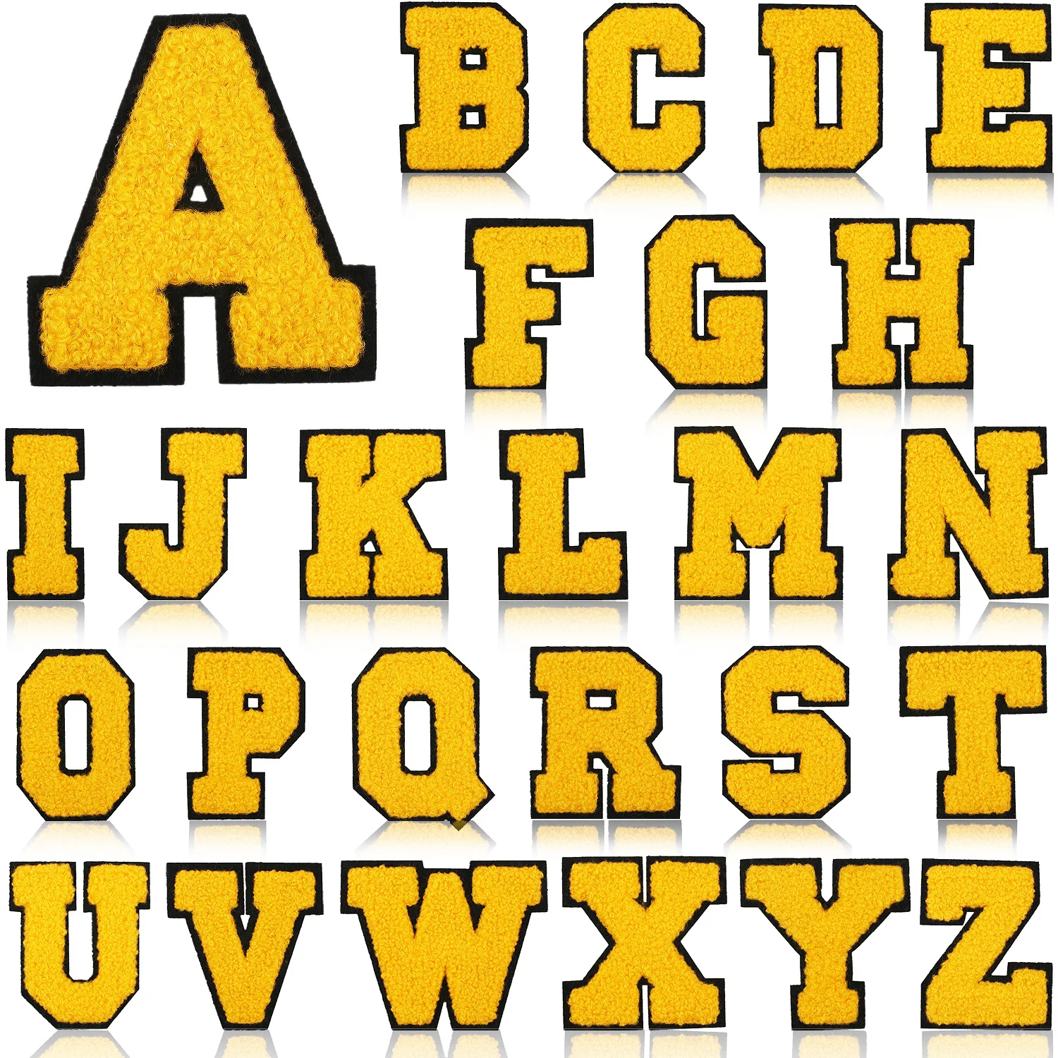 Description Picture 4 of item7cm Iron on Letter Patch Felt Towel Chenill Embroidery Patches DIY Jeans jacket sweatshirt Clothings Accessories