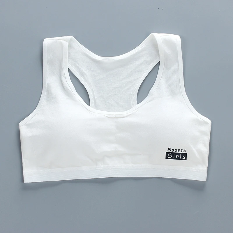 Girls Training Bras Solid Cotton Soft Comfortable Breathable Underwear Young Puberty Training Bra for 8-12Y Girls