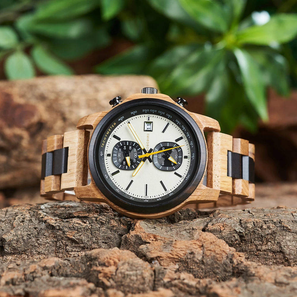 BOBO BIRD 2024 New Men's Watches, 2 Sub Dial Chronograph, Date Display, Support OEM Customized Dropshipping